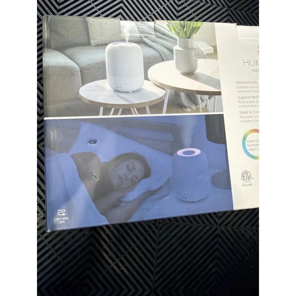 2 Pack Pure Enrichment HUME Sense Top Fill Ultrasonic Quiet Humidifiers